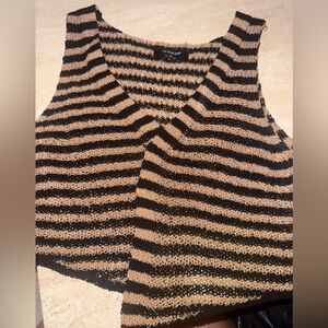 Striped Black and Tan Knit Sweater